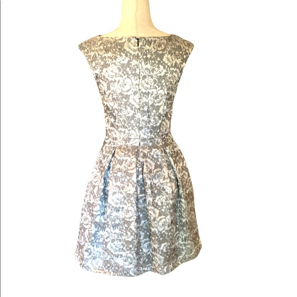Aidan Mattox Metallic Silver Damask Fit & Flare Dress - 2 - Picture 5 of 12
